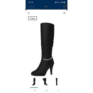 New 7 Dream Pairs Sarah Black Knee Platform Stiletto High Heel Boots Rhinestone